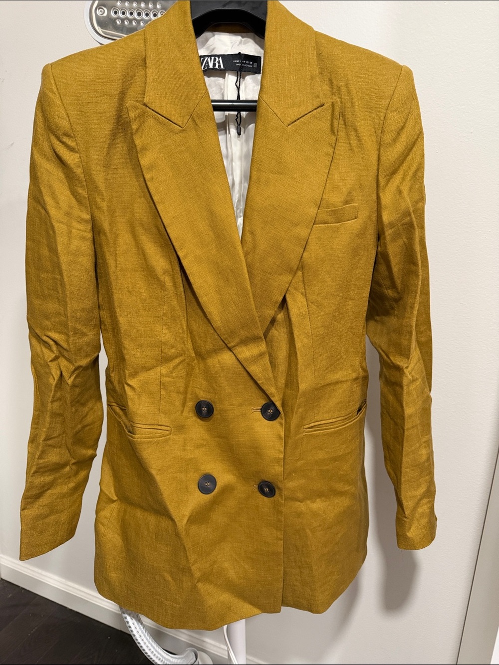 Zara Double-Breasted Mustard-Yellow Blazer